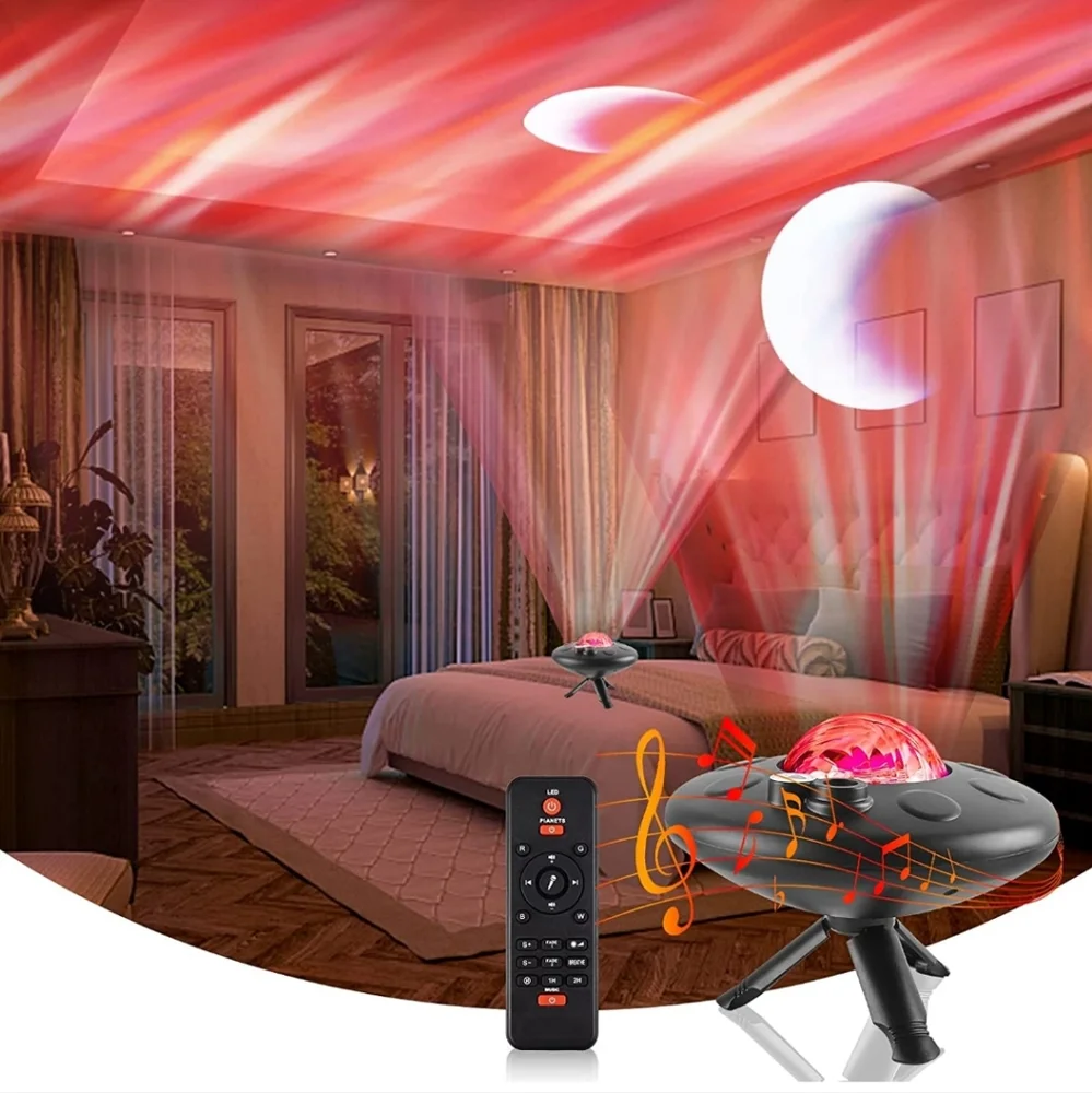 Room Projector Bluetooth Music Celestial Stars Moon Remote Multi Color NIB